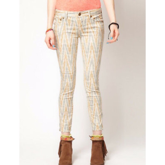 Free People Denim - Free People Woman’s Chevron Ankle Zip Jeans Sz 27